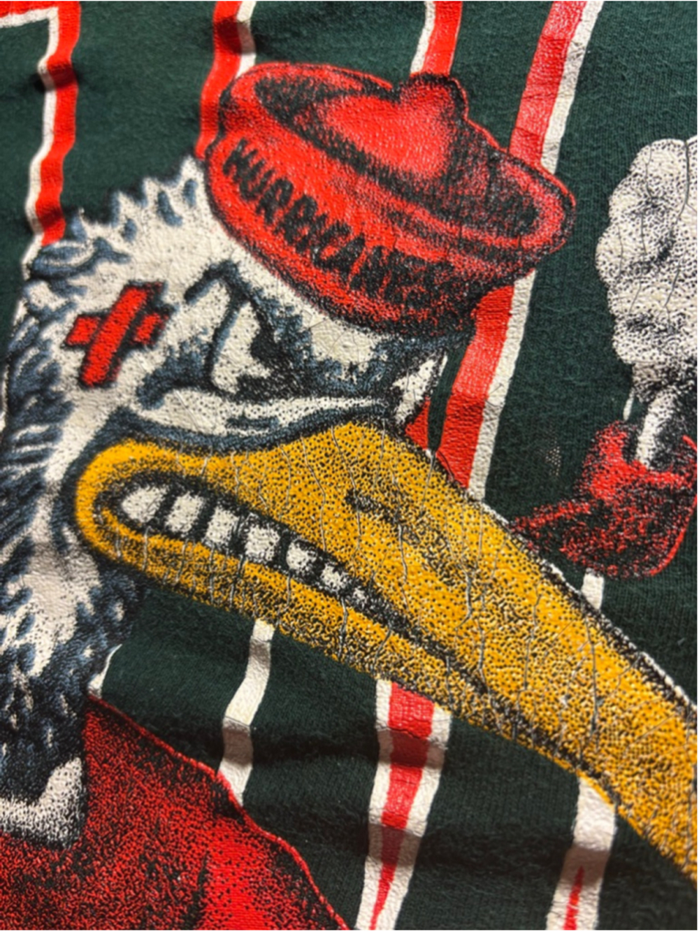 Vintage Miami Hurricanes Breakthrough Shirt Mens Large Puff Print Green - Picture 5 of 5